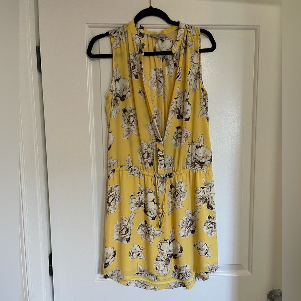 Yellow Floral Sleeveless Romper